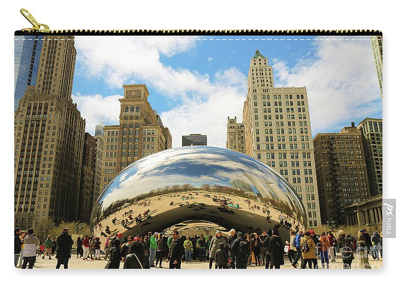 Cloud Gate Zip Pouch featuring the photograph Cloud Gate Chicago by Veronica Batterson