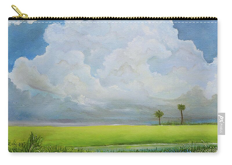 Cloud Side Zip Pouch featuring the painting Cloud Over The Lagoon by Alicia Maury