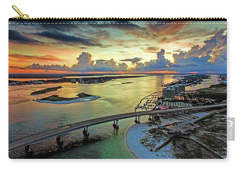 Alabama Zip Pouch featuring the photograph Clouds and Storms at Sunrise at Perdido Beach Pass by Michael Thomas