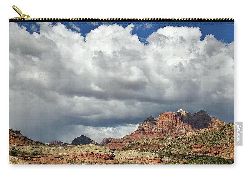 Zion National Park Zip Pouch featuring the photograph Clouds over Backside of Zion Canyon by Ray Mathis