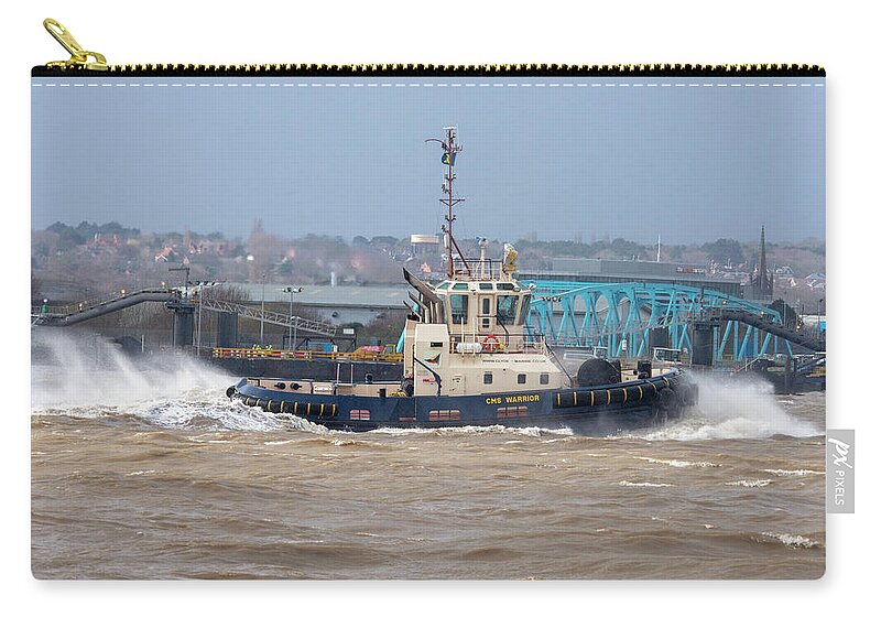 Tug Zip Pouch featuring the photograph CMS Warrior Tug by Steev Stamford