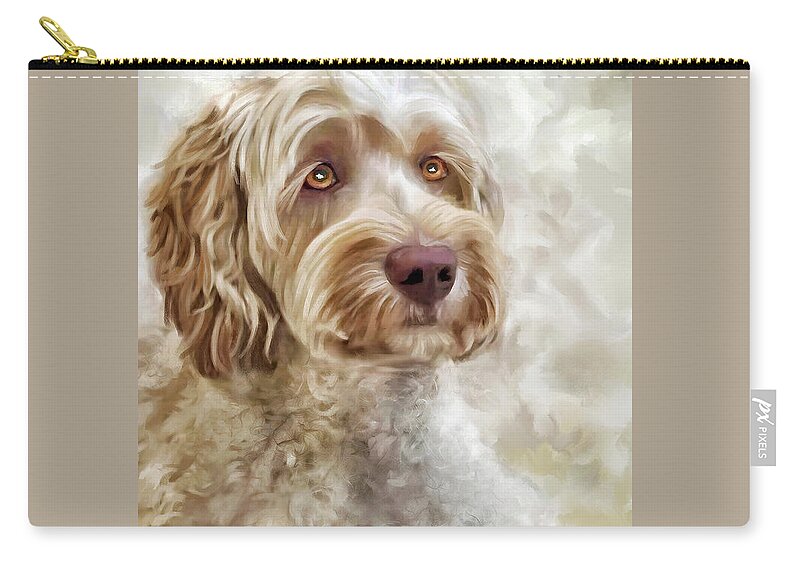 Canine Zip Pouch featuring the digital art Coco by Peggy Kahan