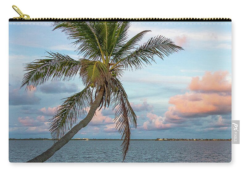 Tropical Zip Pouch featuring the photograph Coconut Palm at Sunset by Jo Ann Gregg