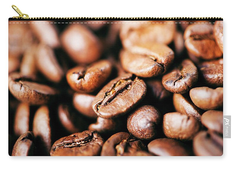 Heap Zip Pouch featuring the photograph Coffee Beans by Photodjo