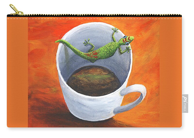 Animal Carry-all Pouch featuring the painting Coffee With A Friend by Darice Machel McGuire