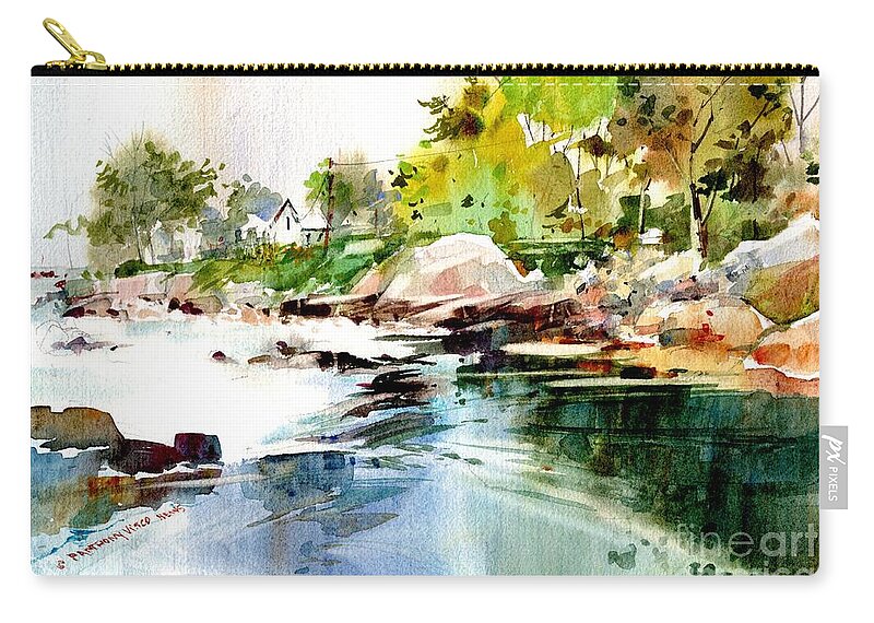 Visco Zip Pouch featuring the painting Cohasset Rapids by P Anthony Visco
