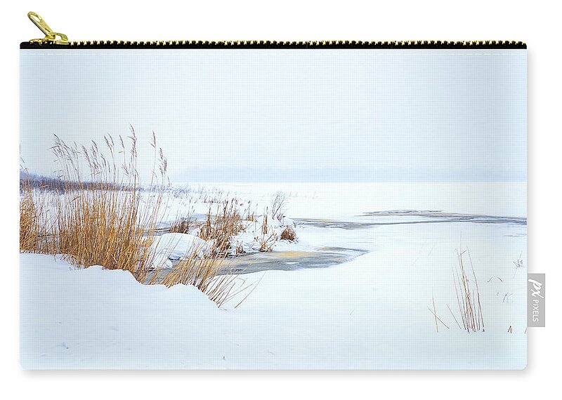 Snow Zip Pouch featuring the photograph Cold winter snow scene by Judi Dressler