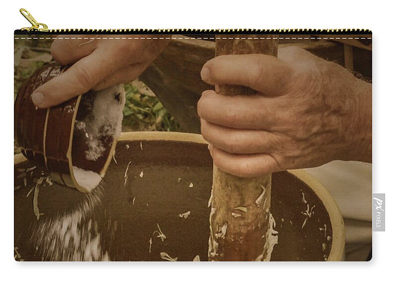 Fingers Zip Pouch featuring the photograph Coleslaw Maker by Guy Whiteley