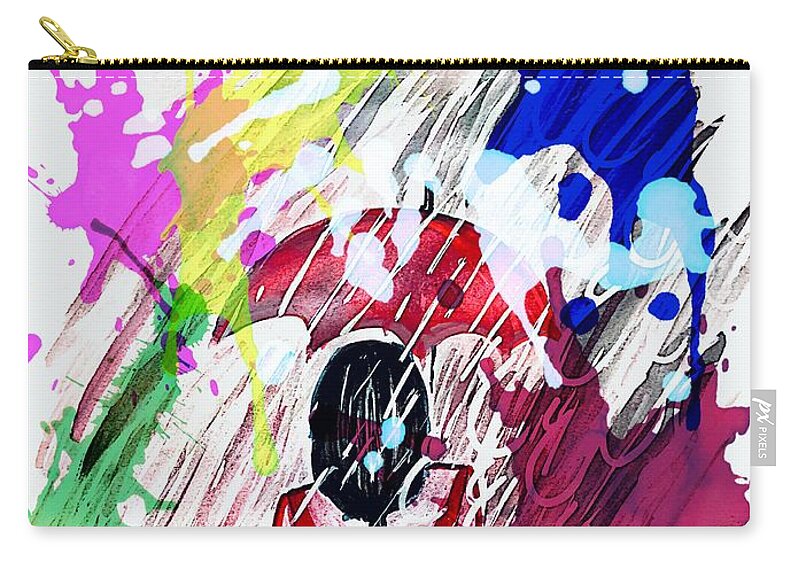 Bright Color Zip Pouch featuring the drawing Color Rain by Saliha Khanum