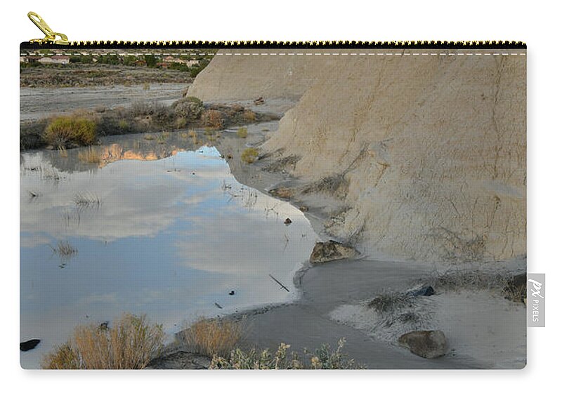 Grand Junction Zip Pouch featuring the photograph Colorado National Monument at Sunrise Reflected in Bentonite Pool by Ray Mathis