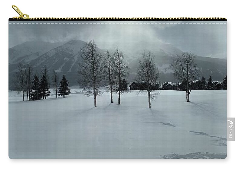 Landscape Zip Pouch featuring the photograph Colorado snow day by Colette Lee