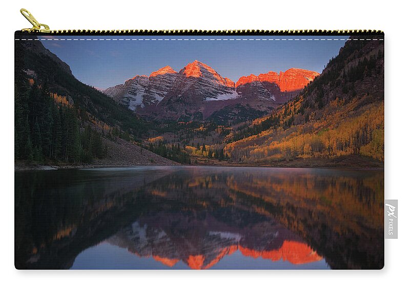 Aspen Zip Pouch featuring the photograph Colorado Sunrise by Piriya Photography