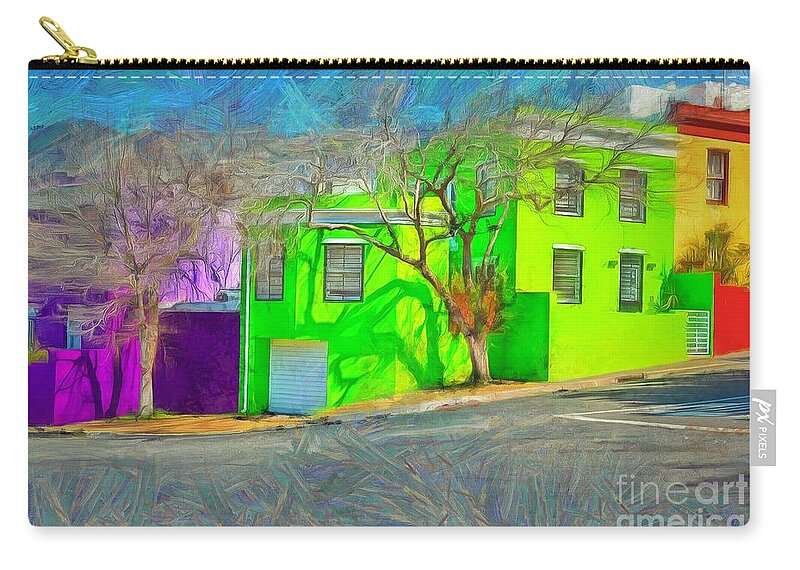 Bo-kaap Zip Pouch featuring the digital art Colorful Bo-Kaap by Eva Lechner