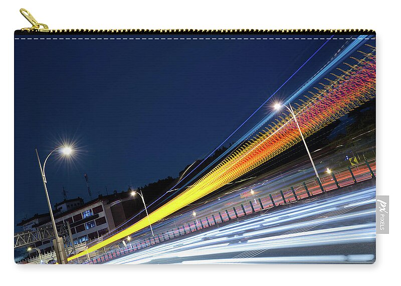 Scenics Zip Pouch featuring the photograph Colorful City Night by Vii-photo