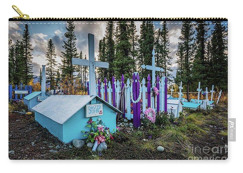 Graveyard Zip Pouch featuring the photograph Colorful Graveyard by Eva Lechner