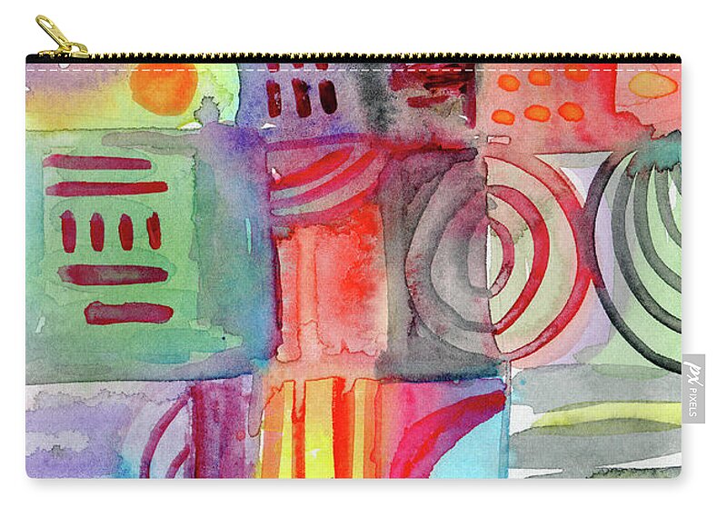 Watercolor Zip Pouch featuring the painting Colorful Patchwork 1- Art by Linda Woods by Linda Woods