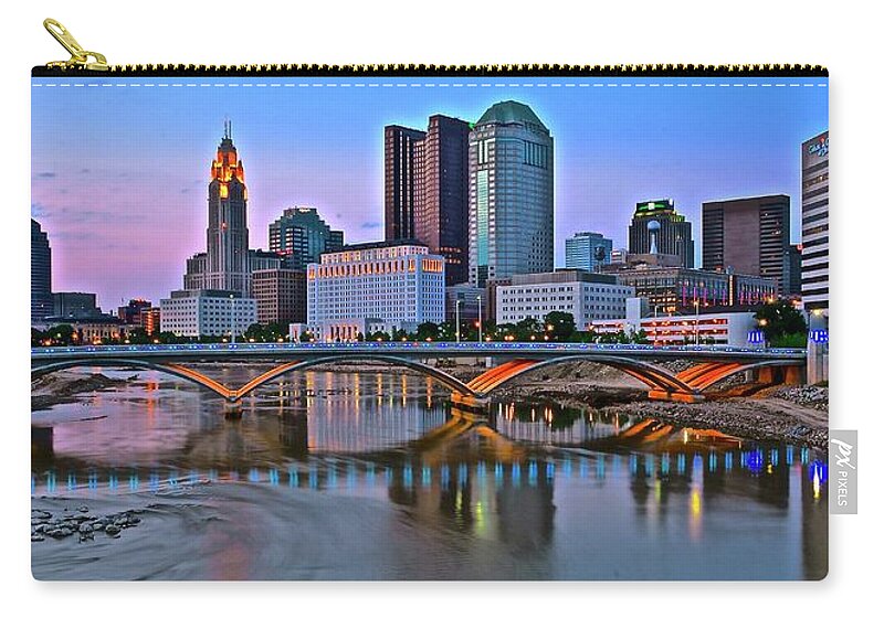 Columbus Zip Pouch featuring the photograph Columbus Panorama Scioto View by Frozen in Time Fine Art Photography