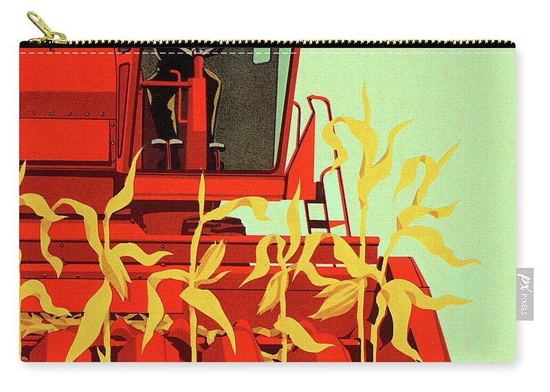 Adult Zip Pouch featuring the drawing Combine Harvester by CSA Images