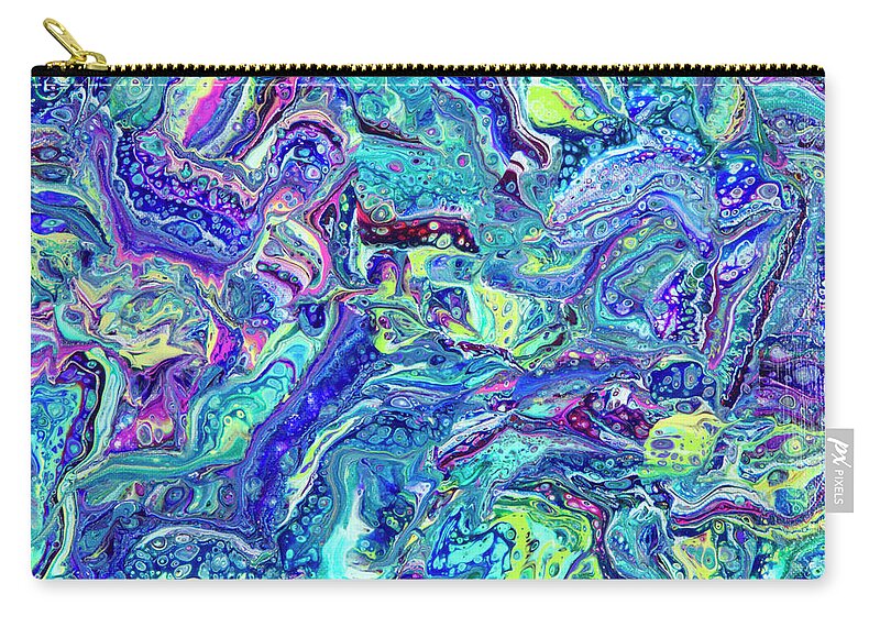 Poured Acrylics Carry-all Pouch featuring the painting Confetti Dimension by Lucy Arnold