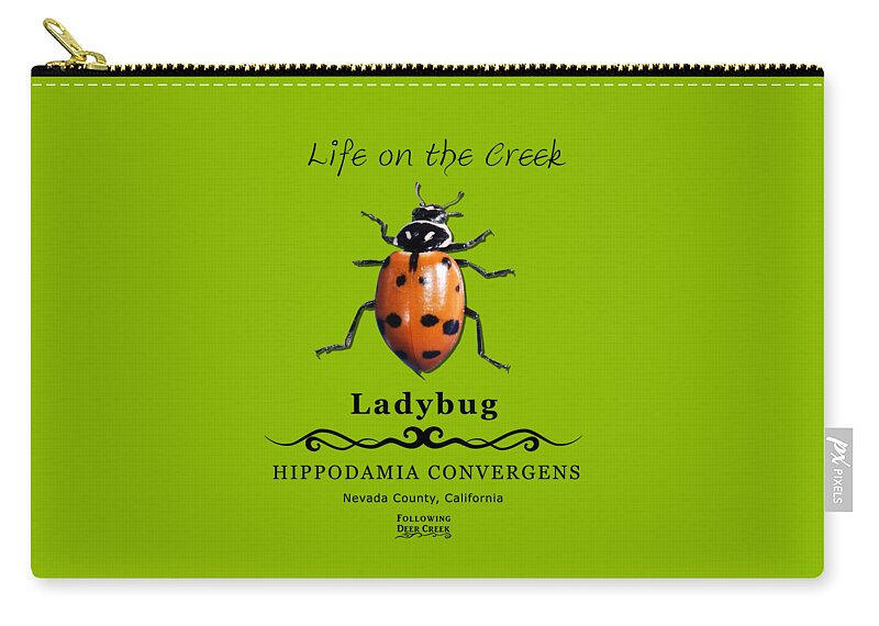 Bug Zip Pouch featuring the digital art Convergens Ladybug by Lisa Redfern