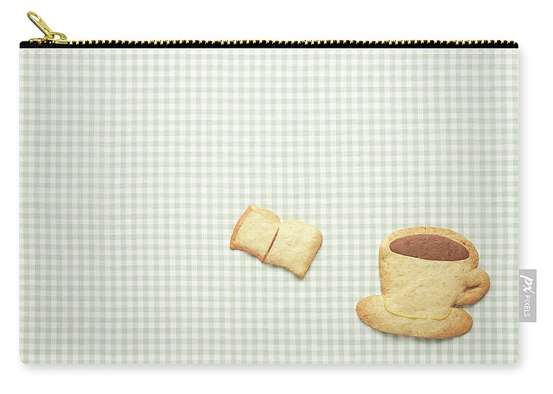 Two Objects Zip Pouch featuring the photograph Cookies Of Book And Coffee Cup by Doable/a.collectionrf