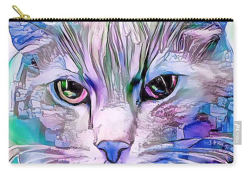 Kitten Zip Pouch featuring the digital art Cool Blue Cat by Don Northup