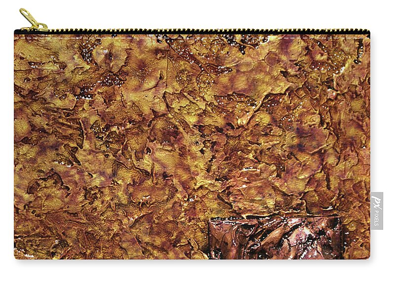 Gold Zip Pouch featuring the mixed media Copper and Gold #2 by Christopher Schranck