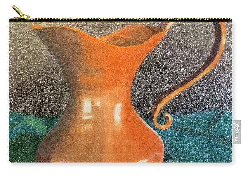 Copper Pot Zip Pouch featuring the drawing Copper pot by Colette Lee