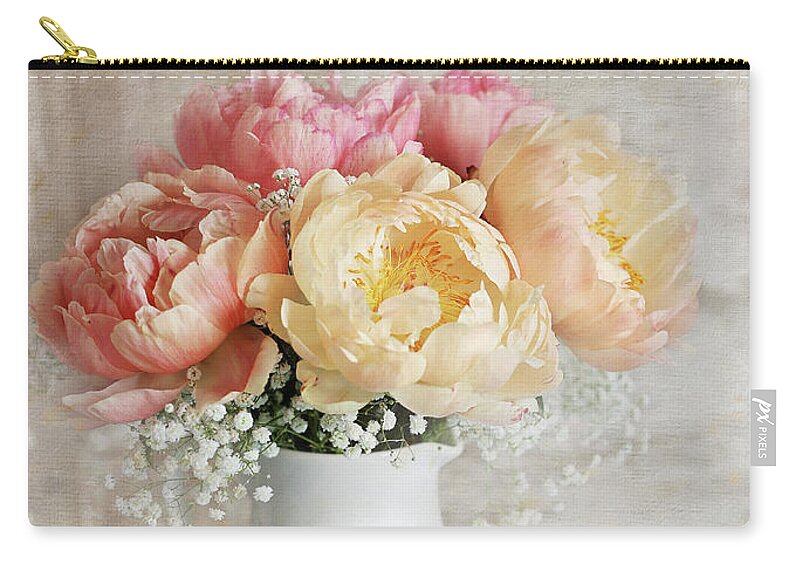 Peony Zip Pouch featuring the photograph Coral Charm by Sylvia Cook