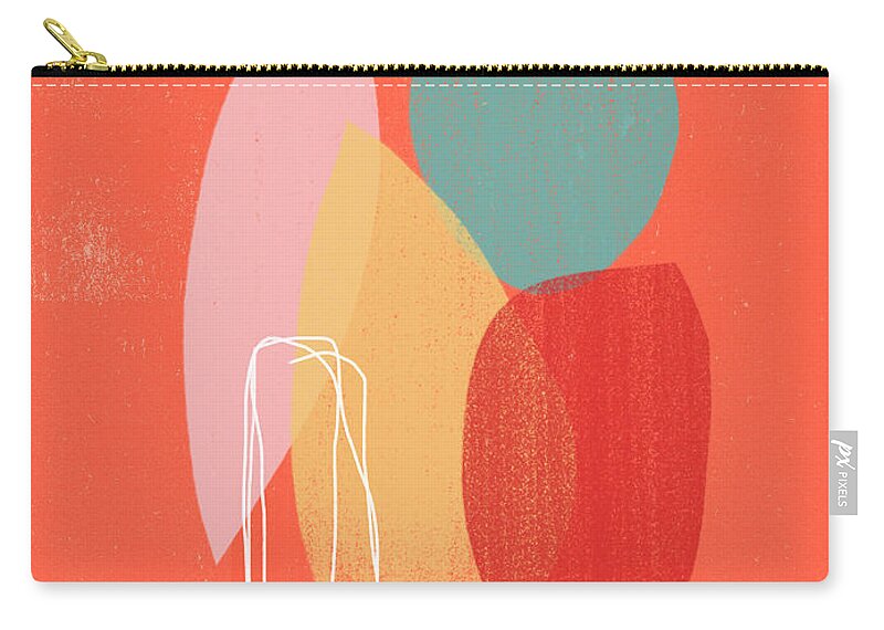 Modern Carry-all Pouch featuring the mixed media Coral Modern Abstract 1- Art by Linda Woods by Linda Woods