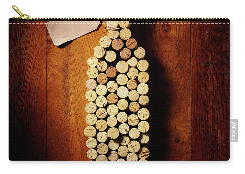 Alcohol Zip Pouch featuring the photograph Cork Wine Bottle by Wragg
