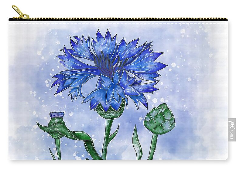 Cornflower Zip Pouch featuring the painting Cornflower blue by Patricia Piotrak