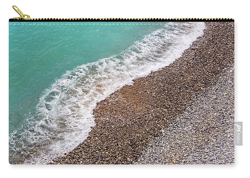 Cote D'azur Zip Pouch featuring the photograph Cote D'azur Shoreline by Melanie Alexandra Price