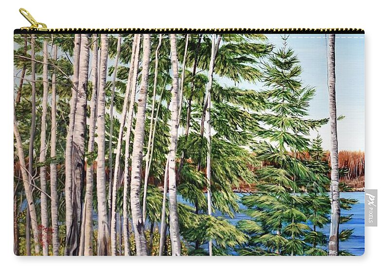 Canoe Zip Pouch featuring the painting Cottage Country by Marilyn McNish