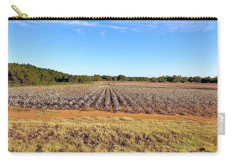 Cotton Zip Pouch featuring the photograph Cotton Rows by Barry Jones