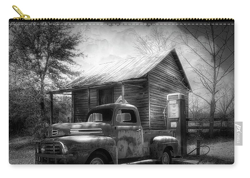 Black Carry-all Pouch featuring the photograph Country Olden Days Black and White by Debra and Dave Vanderlaan