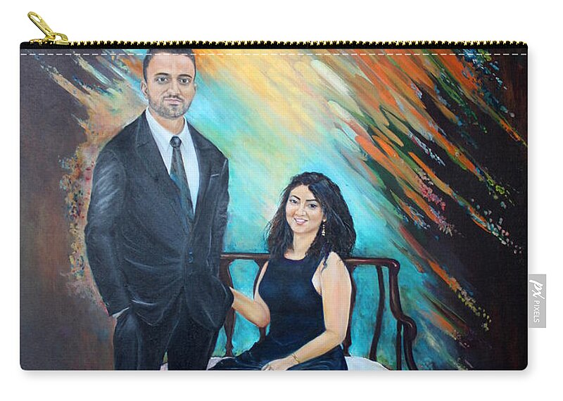Portrait Lavo Lavo Ko Carry-all Pouch featuring the painting Couple Portaint ONe by Farzali Babekhan
