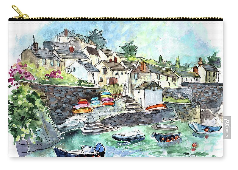 Travel Zip Pouch featuring the painting Coverack On Lizard Peninsula 06 by Miki De Goodaboom
