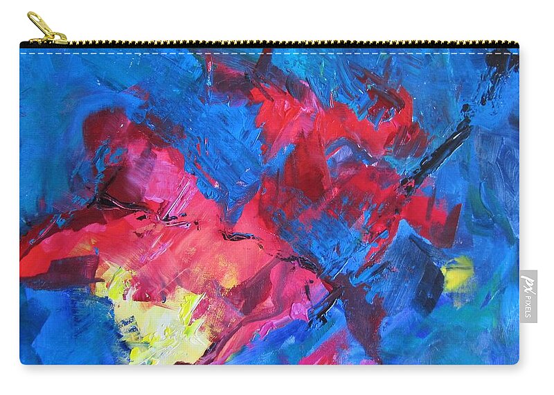 Primary Color Glows Carry-all Pouch featuring the painting Crabs in Space by Barbara O'Toole