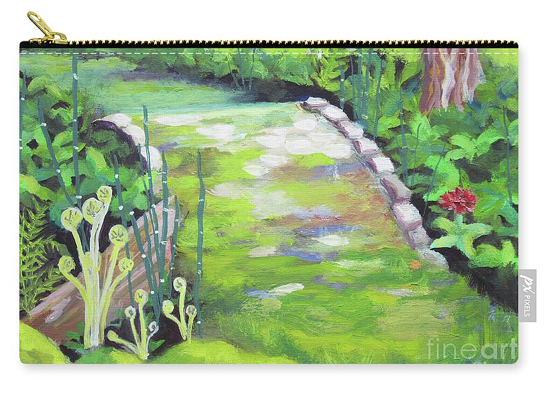 Garden Zip Pouch featuring the painting Cram Gardens Ferns by Anne Marie Brown