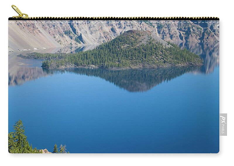 Crater Lake Zip Pouch featuring the photograph Crater Lake And Wizard Island , Crater by Danita Delimont