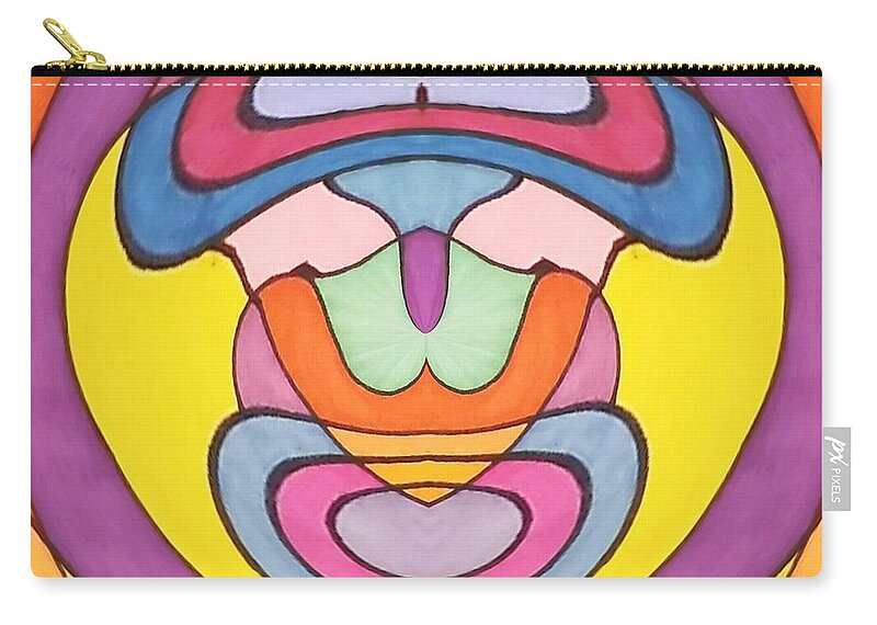  Zip Pouch featuring the mixed media Creepy Pink Eyes by SarahJo Hawes