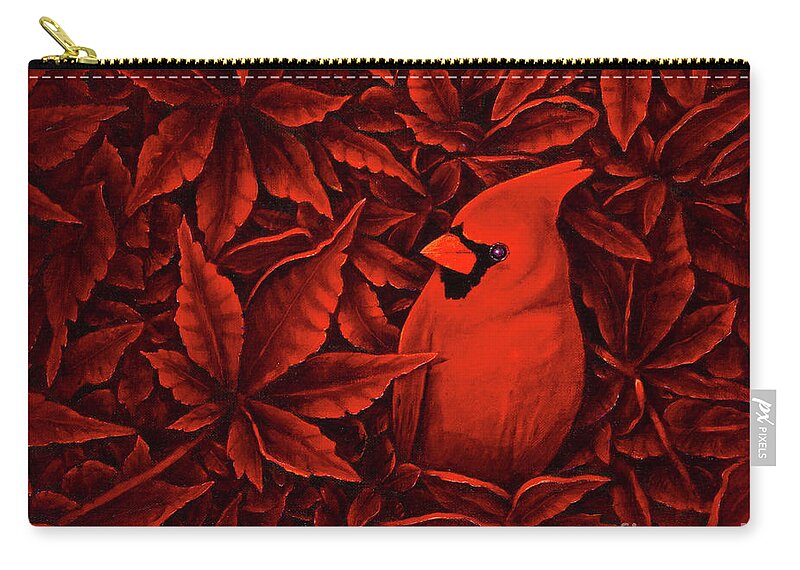 Cardinal Zip Pouch featuring the painting Crimson by Michael Frank
