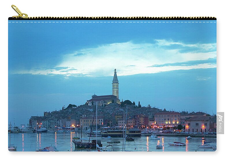 Sailboat Zip Pouch featuring the photograph Croatia, Istria, Rovinj, Dusk by Wilfried Krecichwost