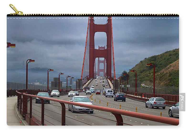 Golden Gate Bridge Zip Pouch featuring the photograph Crossing the Bridge by Steve Ondrus