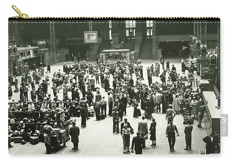 Crowd Zip Pouch featuring the photograph Crowd Of People On Penn Station, New by George Marks