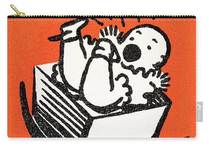 Baby Zip Pouch featuring the drawing Crying baby in cradle by CSA Images