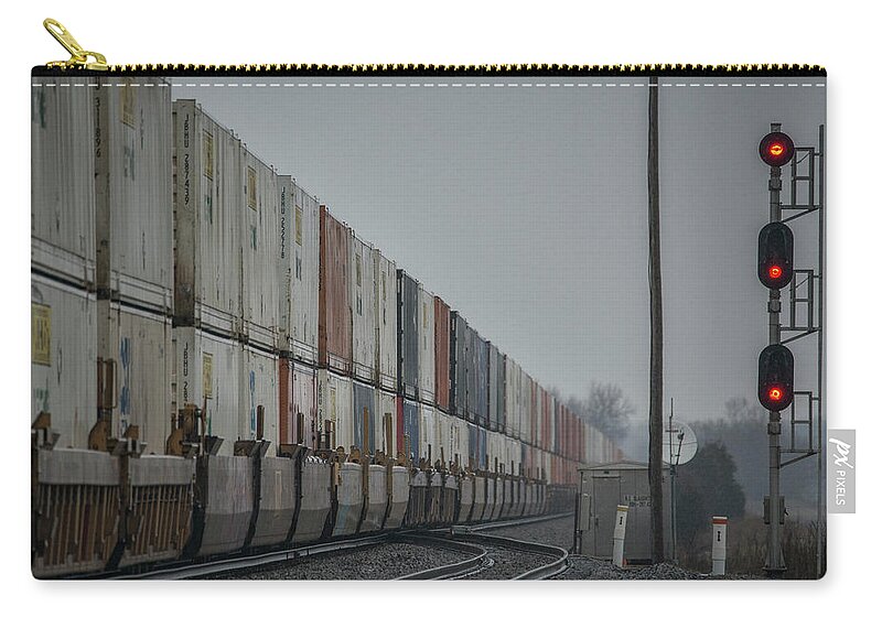 Railroad Zip Pouch featuring the photograph CSX intermodal Q028-22 at Slaughers Ky by Jim Pearson