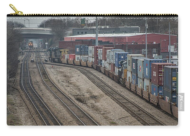 Railroad Zip Pouch featuring the photograph CSX intermodal Q029 at Nashville TN by Jim Pearson