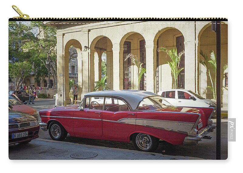 Cuba Zip Pouch featuring the photograph Cuban Chevy Bel Air by Mark Duehmig